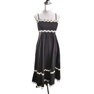 SIM & SAM‎ Black Ric Rac NWT Midi Dress | Boho Coquette Kentucky Derby Dress L